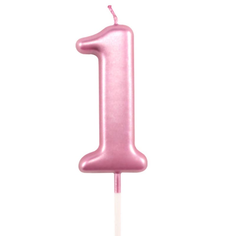 XNOVA 1st Birthday Candle First Year Pink Happy Birthday Number One Candles for Cake Topper Decoration for Party Kids Adults Numeral 1 10 100 11 21 16 14 12 18 13 11 91 - Image 1